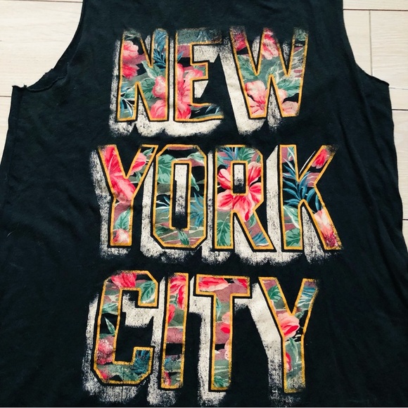 Ralph Lauren Denim & Supply New York City Cut Off Tank Top in Black Size S - Picture 2 of 7